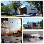 Kuvakokoelman Petosen nuorisotilasta, Pinarista. Kaksi kuvista ovat rakennuksen ulkopuolelta pääoven ja sivuoven suunnasta kadun suuntaisesti. Kaksi kuvaa on sisätiloista, jossa toisessa kuvassa on kaksi biljardipöytää ja pöytäfutis Toimela-nimisessä tilassa. Toisessa kuvassa on kahvila/ aulatilasta, jossa etualalla on pingispöytä.