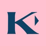 Kuntaliiton K logo. Vaaleanpunainen tausta ja tummansininen K- kirjain.