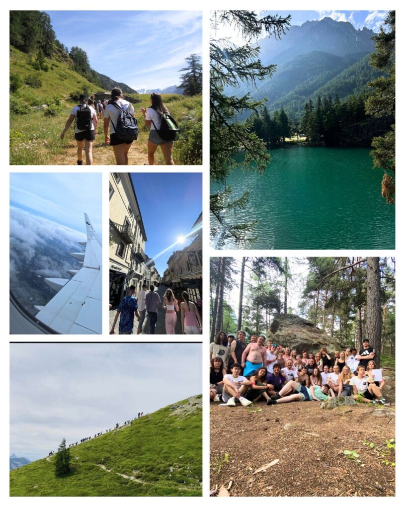 Maisemia Italiasta ja nuorista retkeilemässä