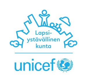 Unicefin logo jossa lapsi-ystävällinen kunta teksti