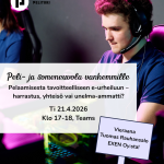 Pelituki ryn mainos peli- ja someneuvolasta vanhemmille. Aiheena on pelaamisesta tavoitteelliseen e-urheiluun - harrastus, yhteisö vain unelma-ammatti? Mainoksessa on nuori mies pelikuulokkeet päässä pelaamassa keskittyneenä tietokoneella.