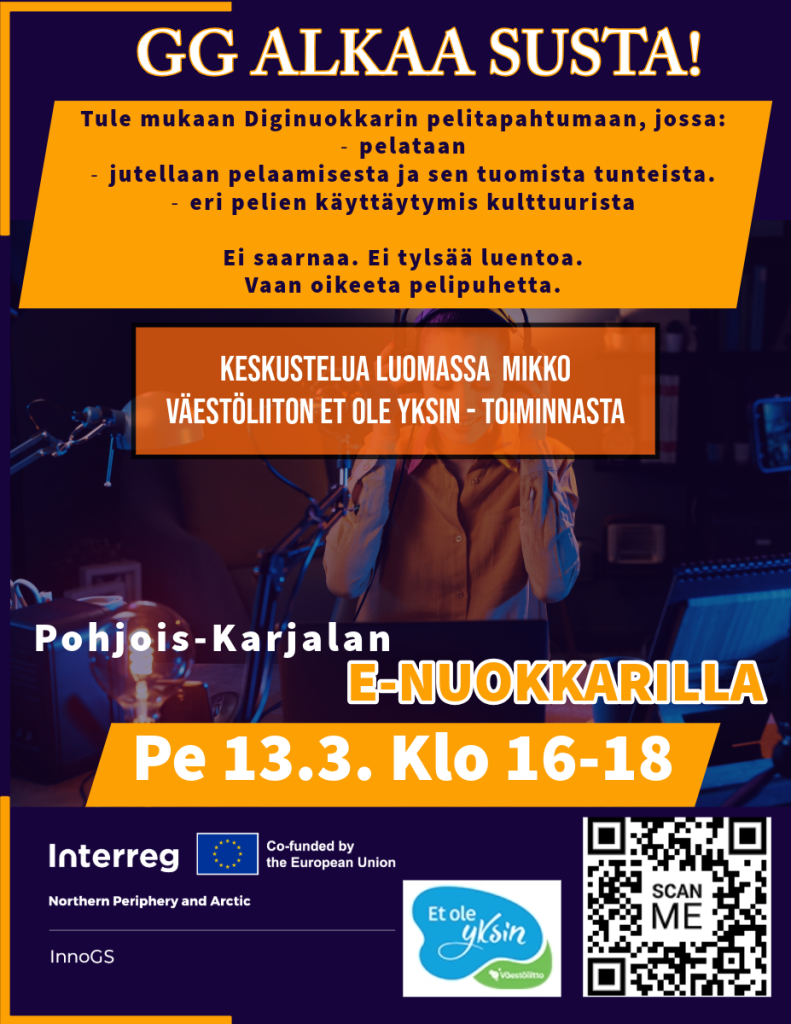 GG alkaa susta!-tapahtuman mainos, joka järjestetään 13.3.2026 Discordissa.