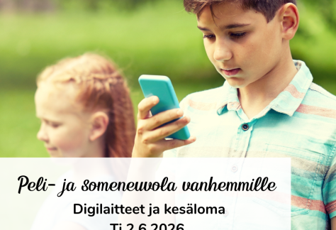 Mainos Pelituen Peli- ja someneuvola vanhemille.