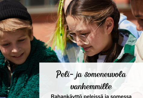 Mainos Pelituoen Peli- ja someneuvolasta vanhemmille.