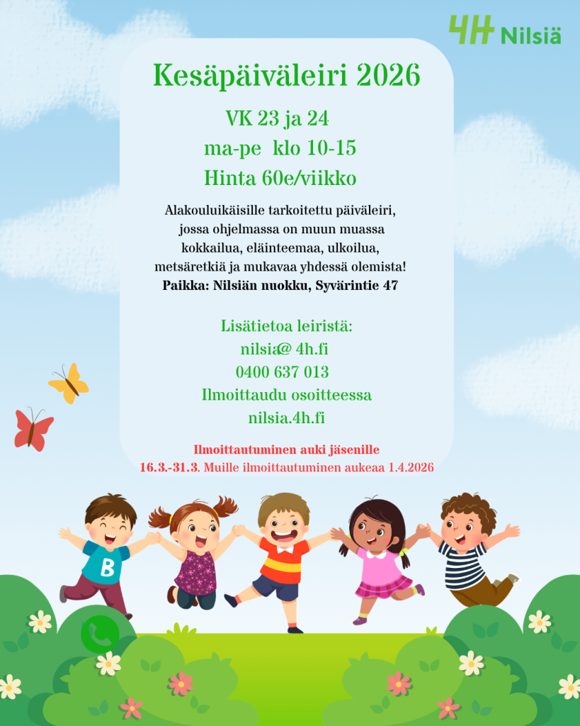 Nilsiän 4H:n mainos Kesäpäiväleiristä 2026