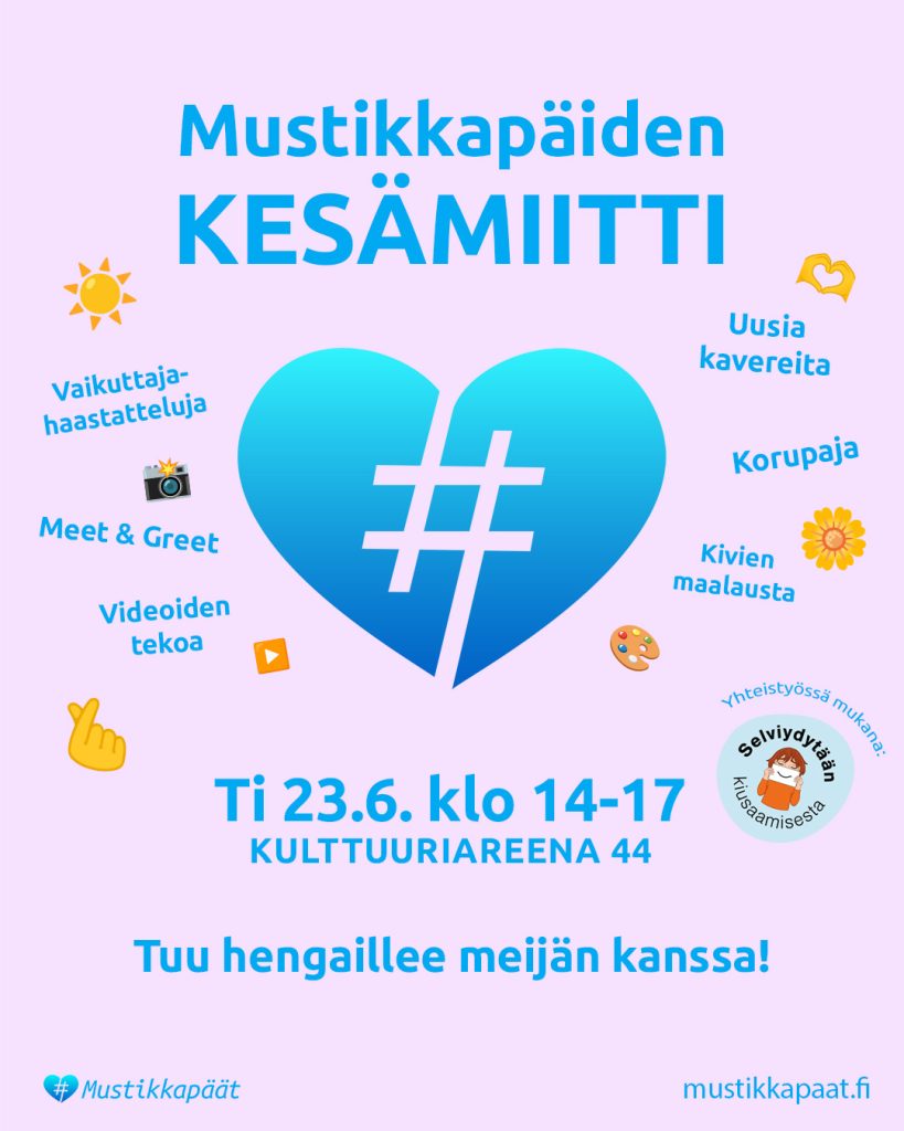 Mainos Mustikkapäät ry:n kesämiitistä Kuopion Kulttuuriareena 44:llä.