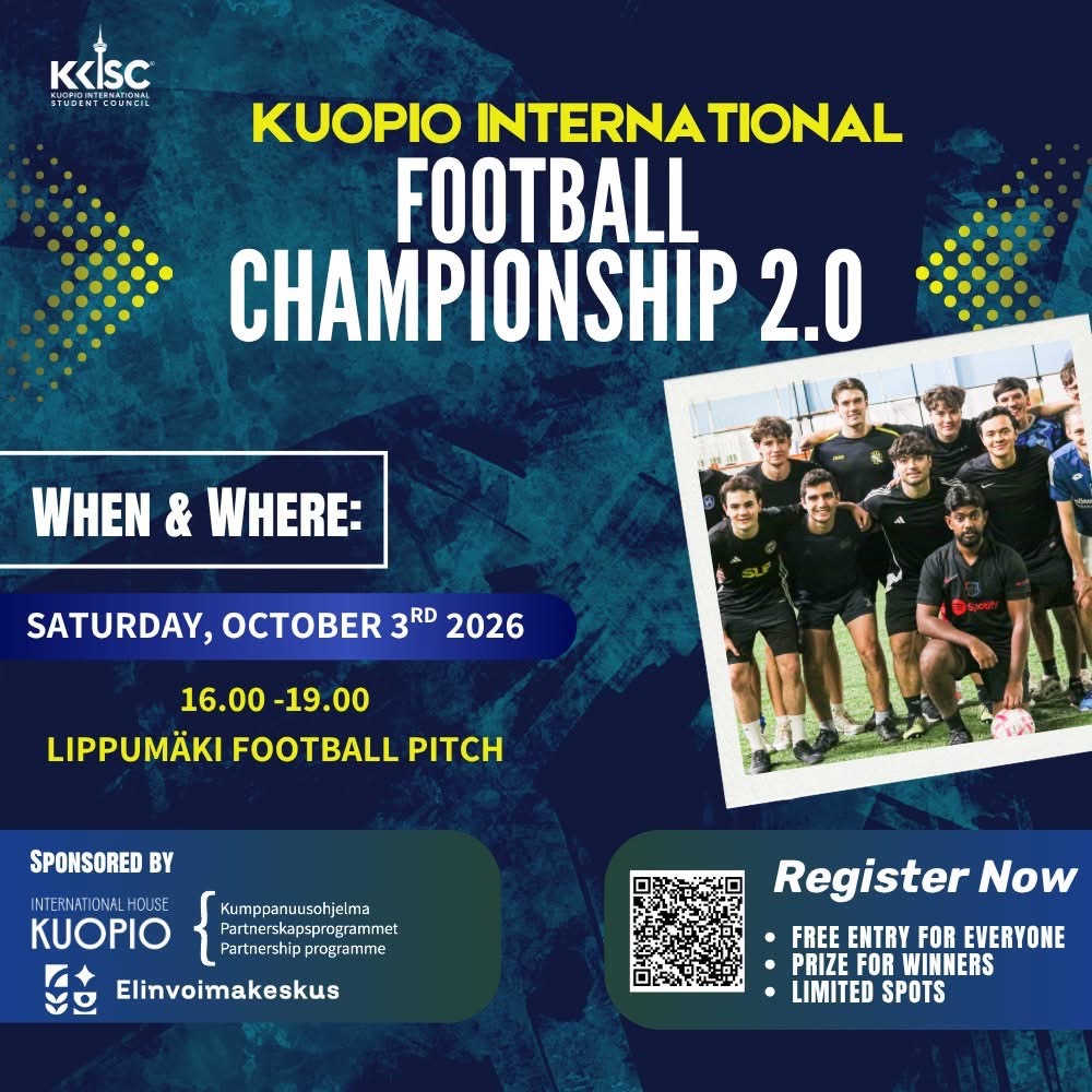 Mainos Kuopio international football championship 2.0-tapahtumasta.